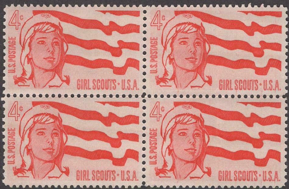 1962 Girl Scouts Block Of 4 4c Postage Stamps - MNH, OG - Scott 1199 - CX205a