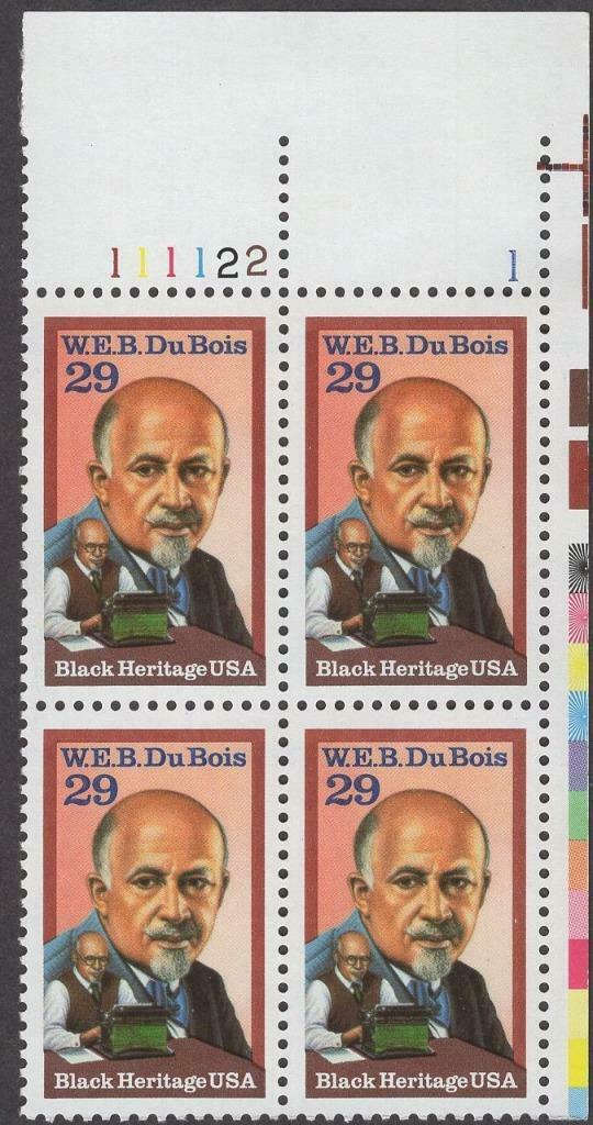 1992 W.E.B. Du Bois Black Heritage Plate Block Of 4 29c Postage Stamps - Scott 2617 - MNH - CW399b