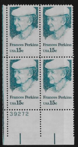1980 Francis Perkins Plate Block of 4 15c Postage Stamps - MNH, OG - Scott 1821
