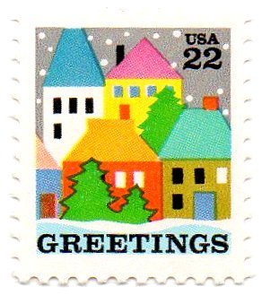 1986 Christmas Village Scene Single 22c Postage Stamp - Scott 2245 - MNH,OG