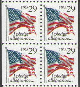 1992 - I Pledge Allegiance... Pane of 4 29c Postage Stamps - Scott 2593 - MNH, OG