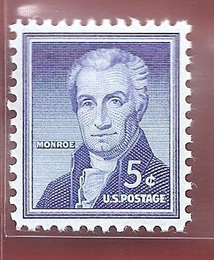 1954 President James Monroe Single 5c postage Stamp - Scott 1038 - MNH,OG