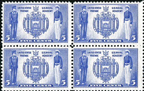 1937 Naval Academy Seal Block of 4 5c Postage Stamps - Scott 794 - MNH,OG