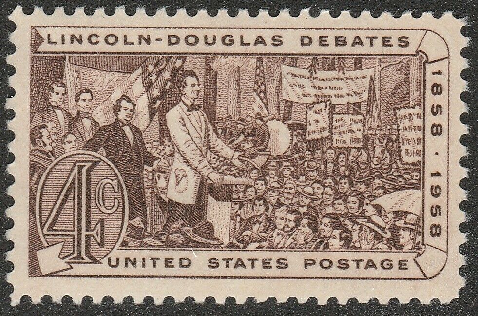 1958 Lincoln Douglas Debates Single 3c Postage Stamp - Scott 1115 - MNH, OG - CX870a