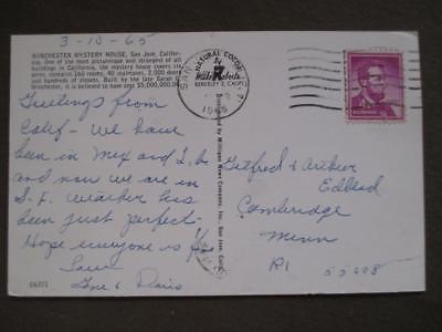 1965 USA Photo PC, Winchester Mystery House, San Jose - With Message (UU112)