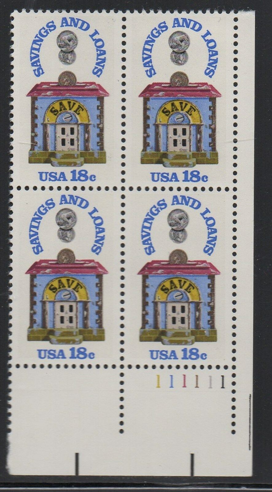 1981 Savings and Loan Plate Block Of 4 18c Postage Stamps Scott 1911 - MNH - CW475b