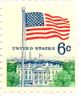 1968 Flag Over White House Single 6c Postage Stamp - Scott 1338 - MNH,OG