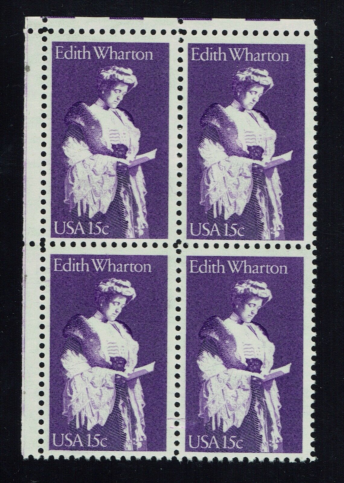 1980 Edith Wharton Block Of 4 15c Postage Stamps - Scott 1832 - MNH, OG - CT56a