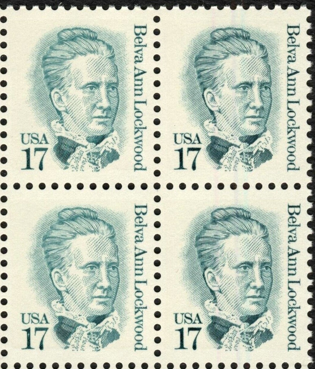 1986 Belva Ann Lockwood Women's Suffrage Block of 4 17c Postage Stamps - MNH, OG - Scott 2178