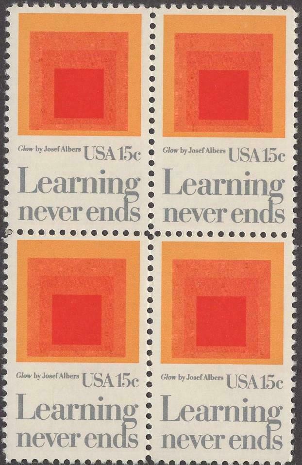 1980 Learning Never Ends Block of 4 15c Postage Stamps - MNH, OG - Scott 1833a