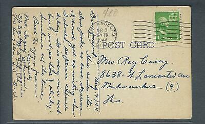 VEGAS - Posted 1944 Los Angeles Ambassador Hotel Charley McCarty Postcard FK178