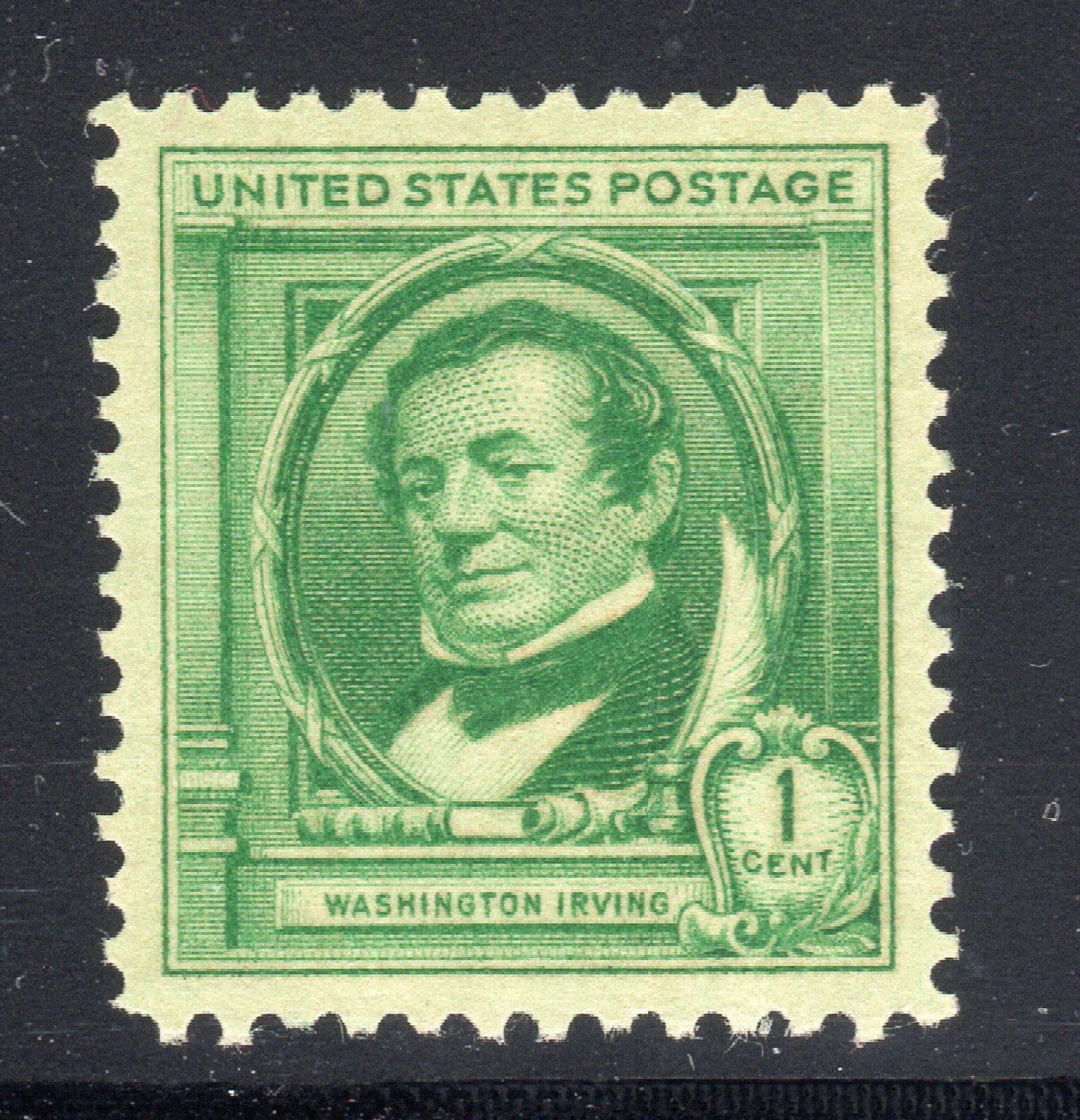 1940 Washington Irving Single 1c Postage Stamp - Scott 859a - MNH,OG