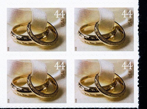 2009 Wedding Rings - Plate Block of 4 44c Postage Stamps - Scott 4397 - MNH,OG
