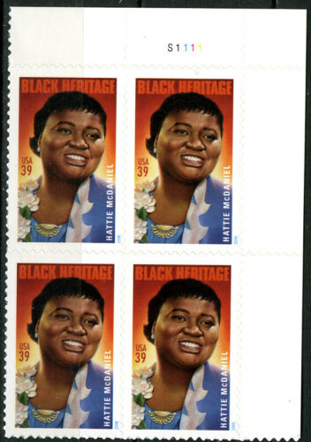 2006 USA Hattie McDaniel Plate Block Of 4 39c Postage Stamps Scott 3996 - MNH, OG - CX42
