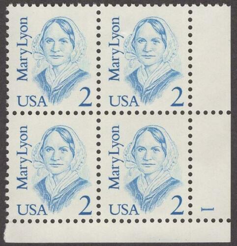 1987 Mary Lyon Plate Block of 4 2c Postage Stamps - MNH, OG - Scott 2169