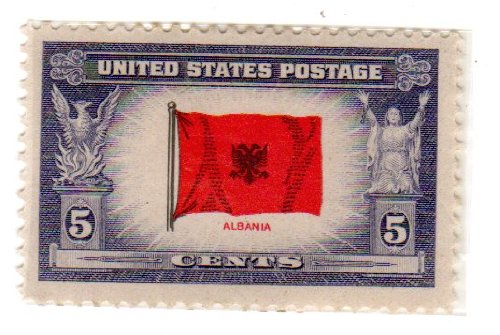 1943 Flag of Albania Single 5c Postage Stamp - Scott918 - MNH,OG