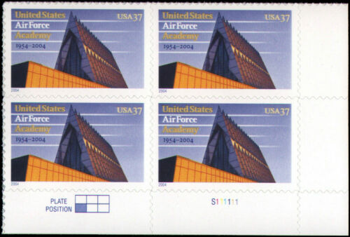 2004 Air Force Academy 50 Year Anniversary Plate Block Of 4 37c Postage Stamps - Scott 3838 - DR138