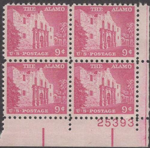 1954-68 - The Alamo Plate Block Of 4 9c Postage Stamps - Scott 1043 - MNH, OG - CX507