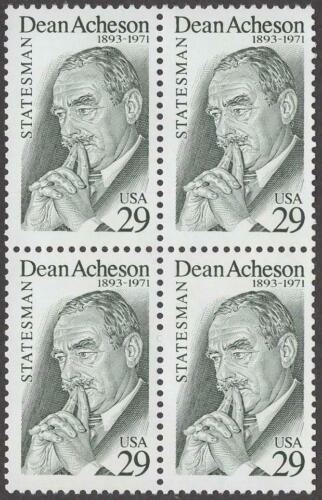 1993 Dean Acheson Block of 4 29c Postage Stamps - MNH, OG - Scott 2755