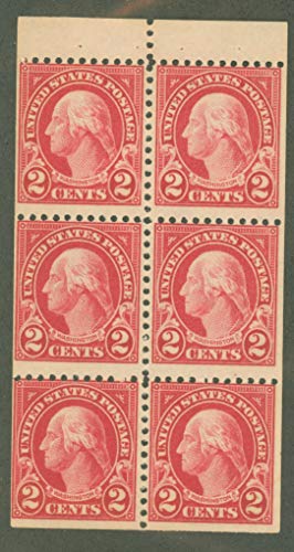 1923 George Washington Booklet Pane of 6 2c Postage Stamps Scott 554c MNH, OG