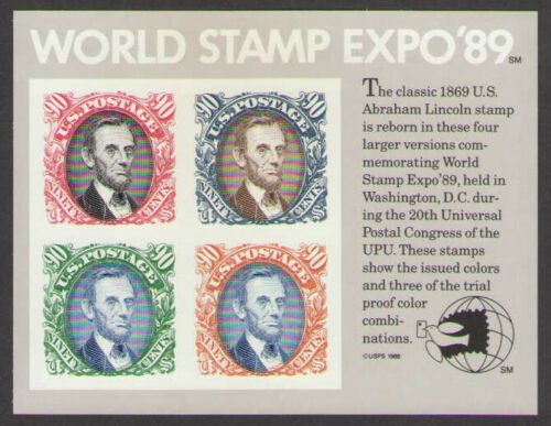 1989 World Stamps Expo 89 USA Sheet Of 4 90c Postage Stamps - Scott 2433 - MNH, OG - CW276