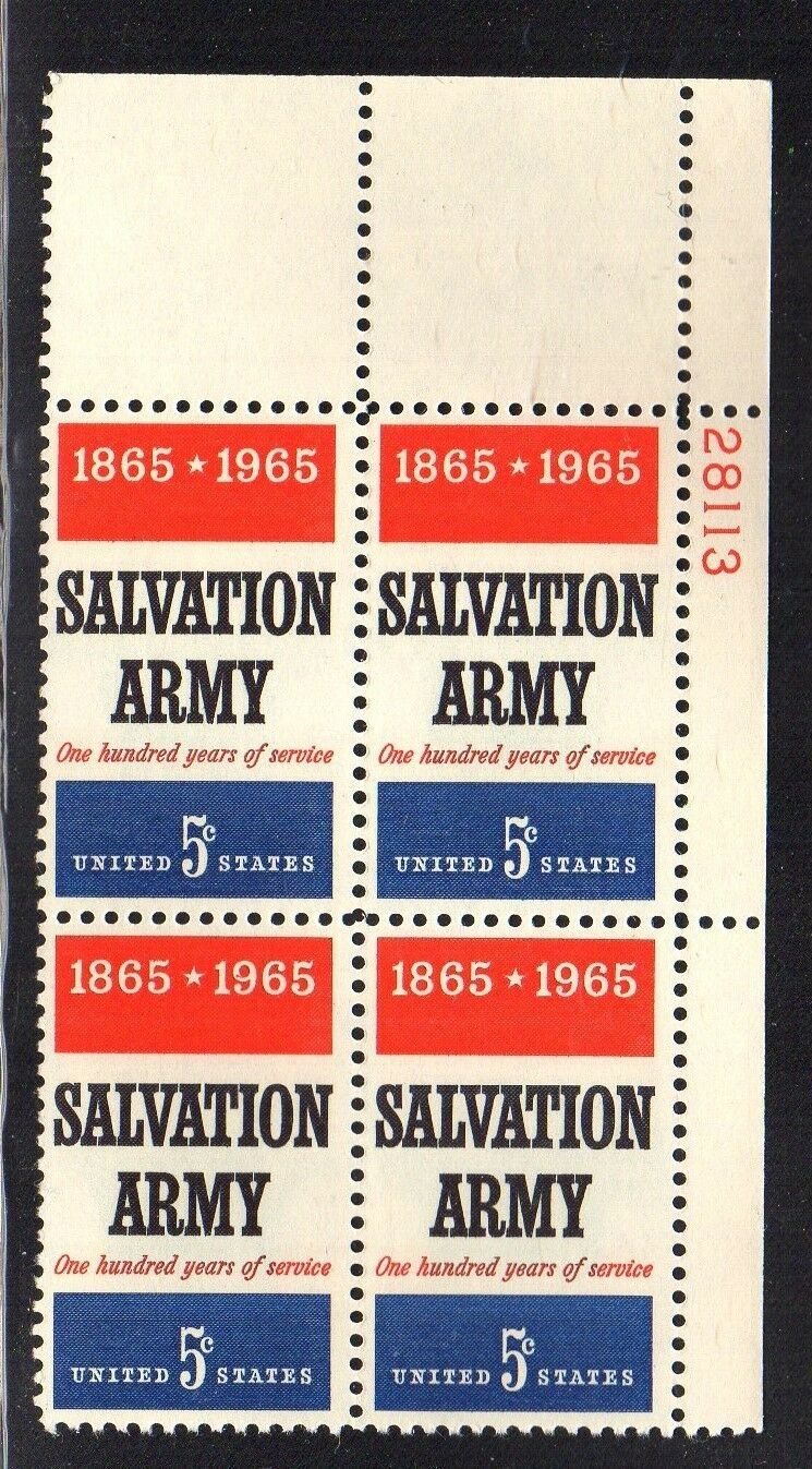 1965 Salvation Army Plate Block Of 4 5c Postage Stamps - MNH, OG - Scott 1267`- CX257
