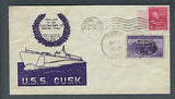 VEGAS - 1944 Submarine USS Cusk Keel Laid Double Cancel Cover - Groton - FK125