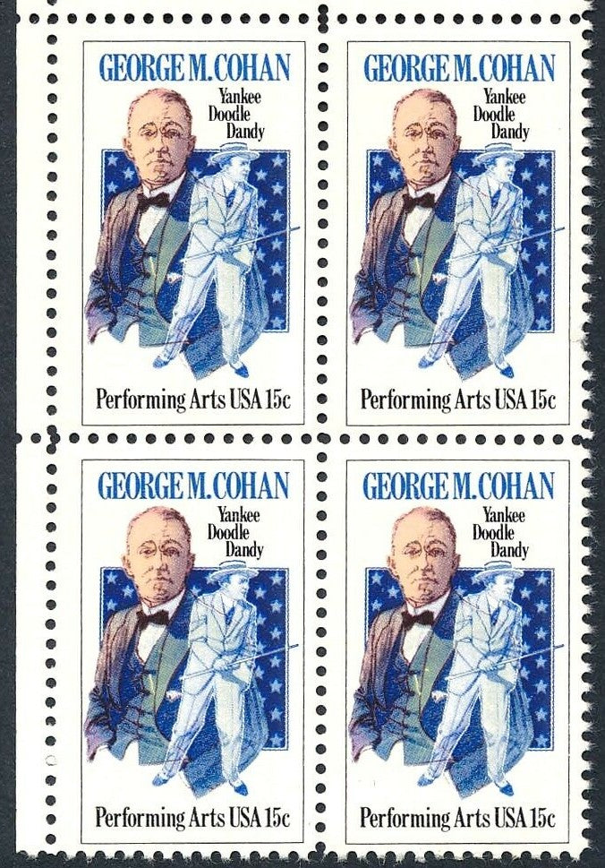 1978 George M. Cohan Block Of 4 15c Postage Stamps - Scott 1756 - MNH, OG - CT76b