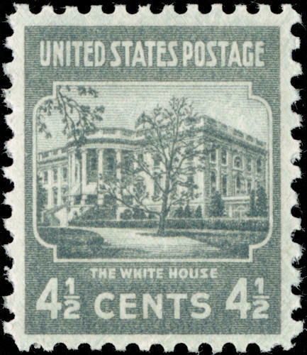 1938 White House Single 4 1/2c Postage Stamp - Scott 809 - MNH,OG