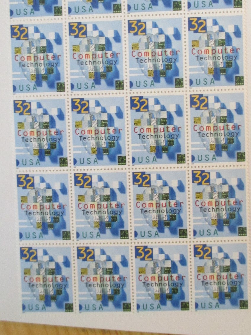 1996 Computer Technology Block Of 8 32c Postage Stamps - Scott 3106 - MNH, OG - CW328