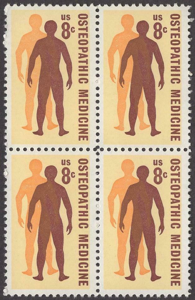 1972 Osteopathic Medicine Block of 4 8c Postage Stamps - MNH, OG - Scott 1469