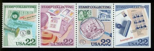 1986 USA Stamp Collecting Booklet Pane of 4 22c Postage Stamps - MNH, OG - Scott 2198-2201 - CX402