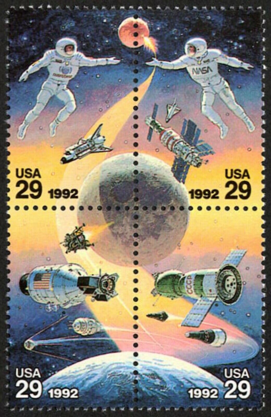 1992 Space Accomplishments Block Of 4 29c Postage Stamps - Scott 2631-2634 - MNH -DS120