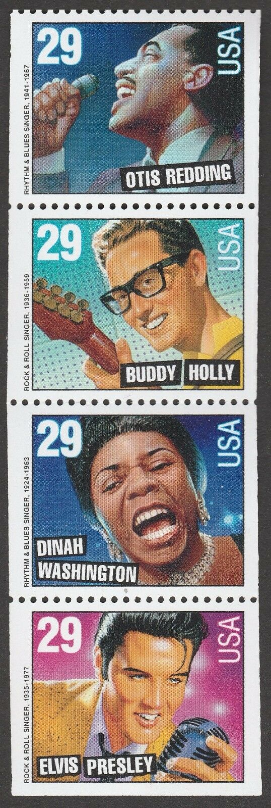 1993 American Music Strip Of 4 29c Postage Stamps - Scott 2731, 2735-2737 - MNH, OG - CW296