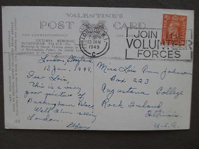 1949 Great Britain Picture Valentines Postcard - Buckingham Palace (WW47)