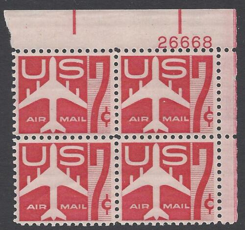 1960 Transport Plane Plate Block Of 4 7c Airmail Postage Stamps - Scott C60 - MNH,OG
