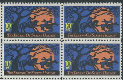 1974 Halloween Legend Of Sleepy Hollow Block Of 4 10c Postage Stamps - Sc# 1548 - CW378
