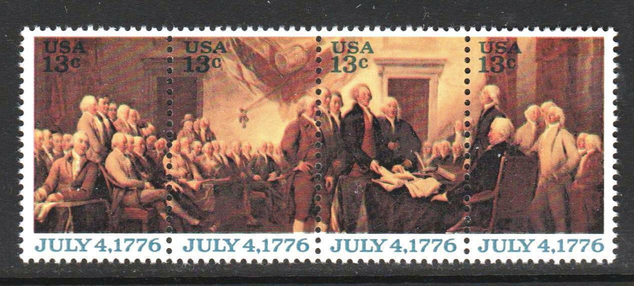 1976 Declaration Of Independence Block of 13c Postage Stamps - MNH, OG - Scott 1691-1694