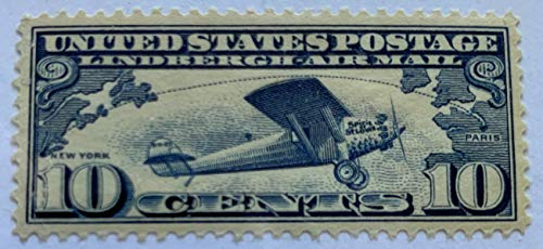 US Air Mail Lindberghs Plane Single 10c Postage Stamp _ Scott C10 - MNH,OG