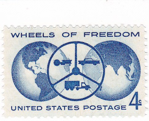 1960 Wheels of Freedom Single 4c Postage Stamp - Scott 1162 - MNH,OG