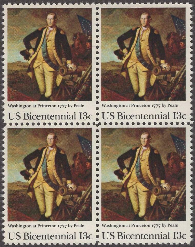 1977 George Washington At Princeton Block Of 4 13c Postage Stamps Scott 1704 - MNH - CW431