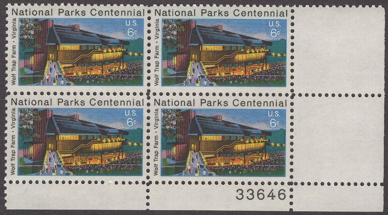 1972 - National Parks Centennial Plate Block Of 4 6c Postage Stamps - Scott 1452 - MNH, OG - CX520