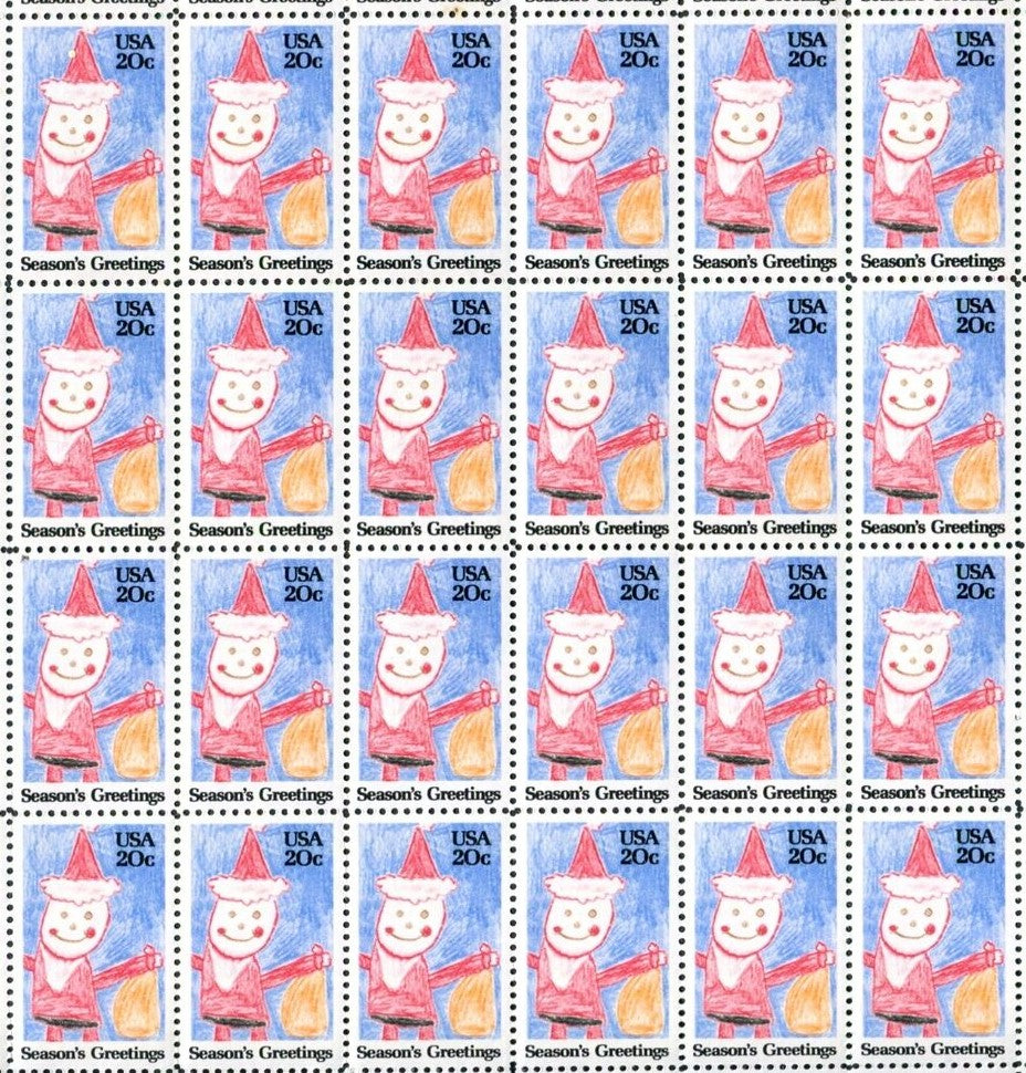 1984 Christmas Postage! - Santa Claus Group of 24 20c Postage Stamps For Christmas Stickers Scott 2108 - MNH, OG - CWA7b