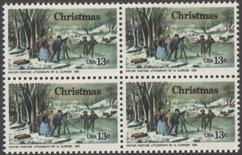 1976 Christmas Scene Blk Of 4 13c Postage Stamps Scott 1703 - MNH, OG - CW309a