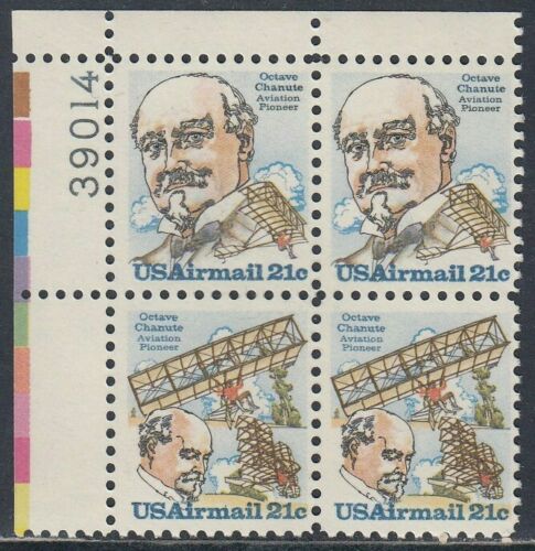 1979 Octave Chanute Plate Block Of 4 21c Postage Stamps Scott C93 & C94 - MNH, OG - CX885