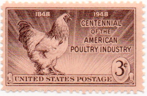 1948 Poultry Industry Single 3c Postage Stamp -Scott 968 - MNH,OG