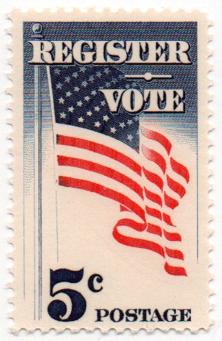 1964 Patriotic Register And Vote Single 5c Postage Stamp - Scott 1249 - MNH,OG
