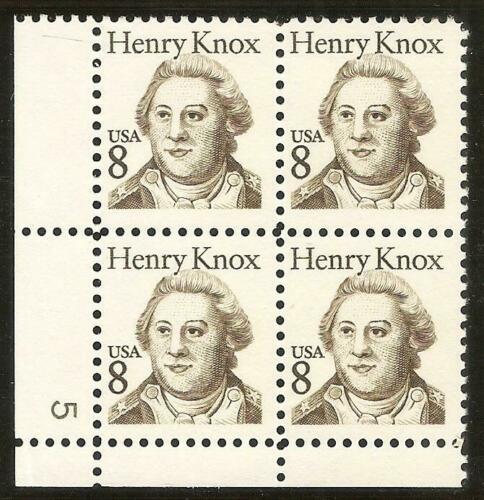1985 Henry Knox Plate Block of 4 8c Postage Stamps - MNH, OG - Scott 1851