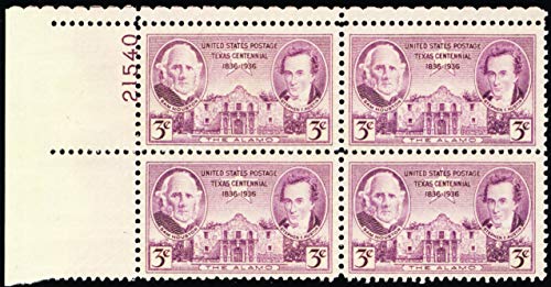 1936 Texas Centennial Plate Block of 4 3c Postage Stamps -Scott 776 - MNH,OG