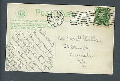 VEGAS - Posted 1913 Washington, DC - Pennsylvania Ave. Trolley Postcard - FE409